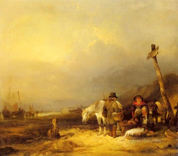  rural Painting - On The South Coast rural scenes William Shayer Snr